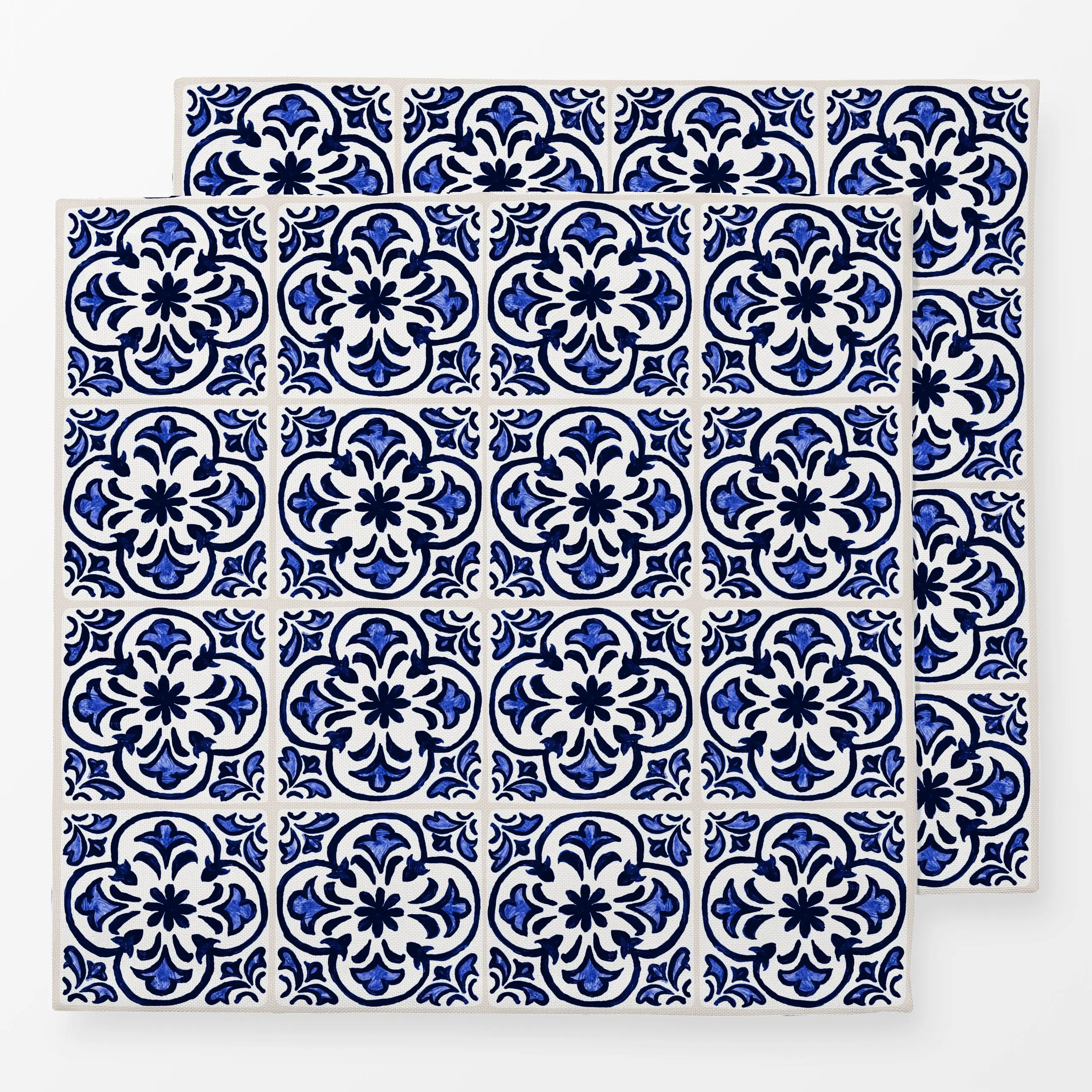 Servietten Azulejo Pattern 1 - Sommer, Symbole & Muster - von „Karen Menzenbach"; Muster, Aquarell, Sommer, dunkelblau, wate...