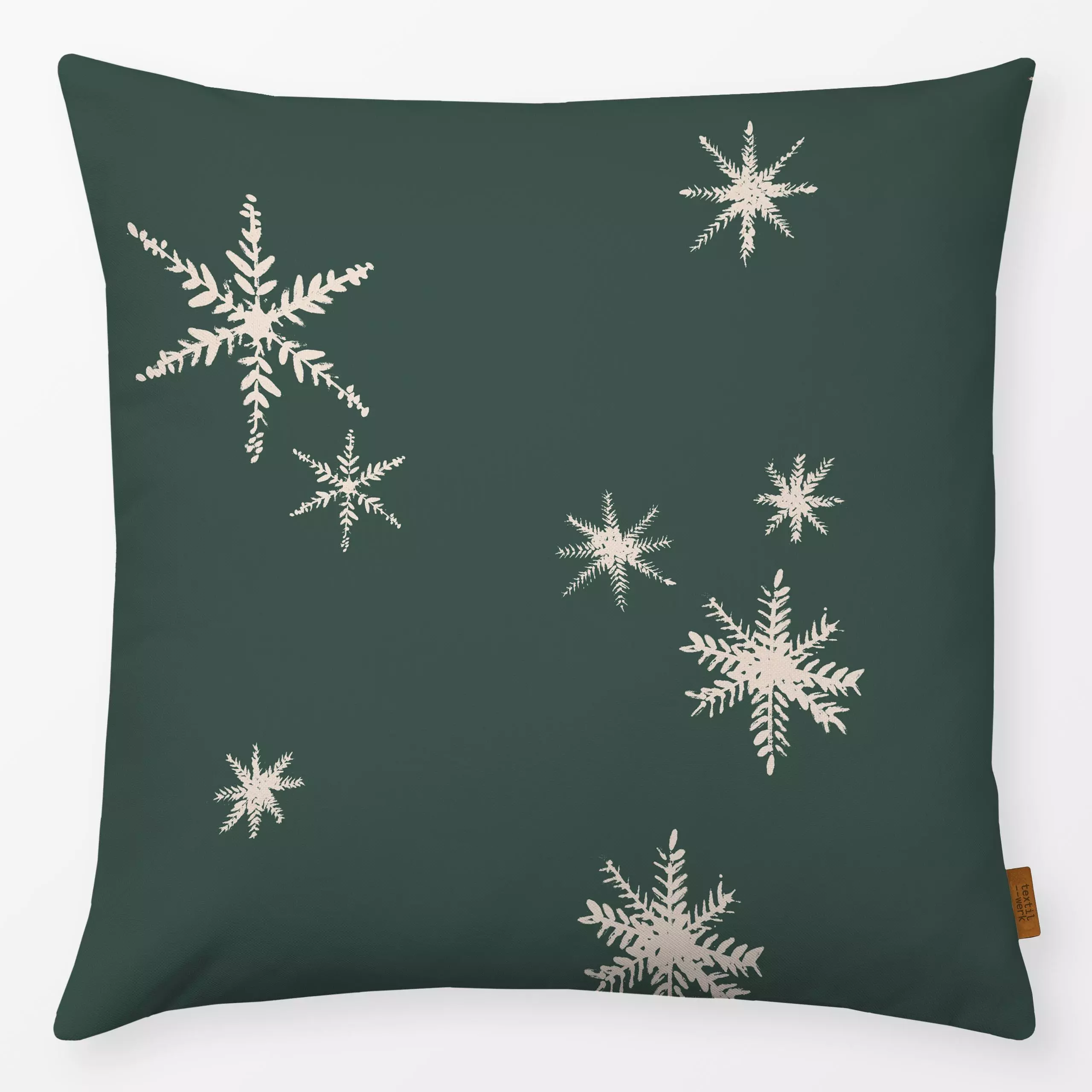 Kissen Die Schneeflocken fallen grün - Weihnachten, Winter - von „Julia Schumacher"; Kissen, Eis, Schneeflocken, Weihnachten...