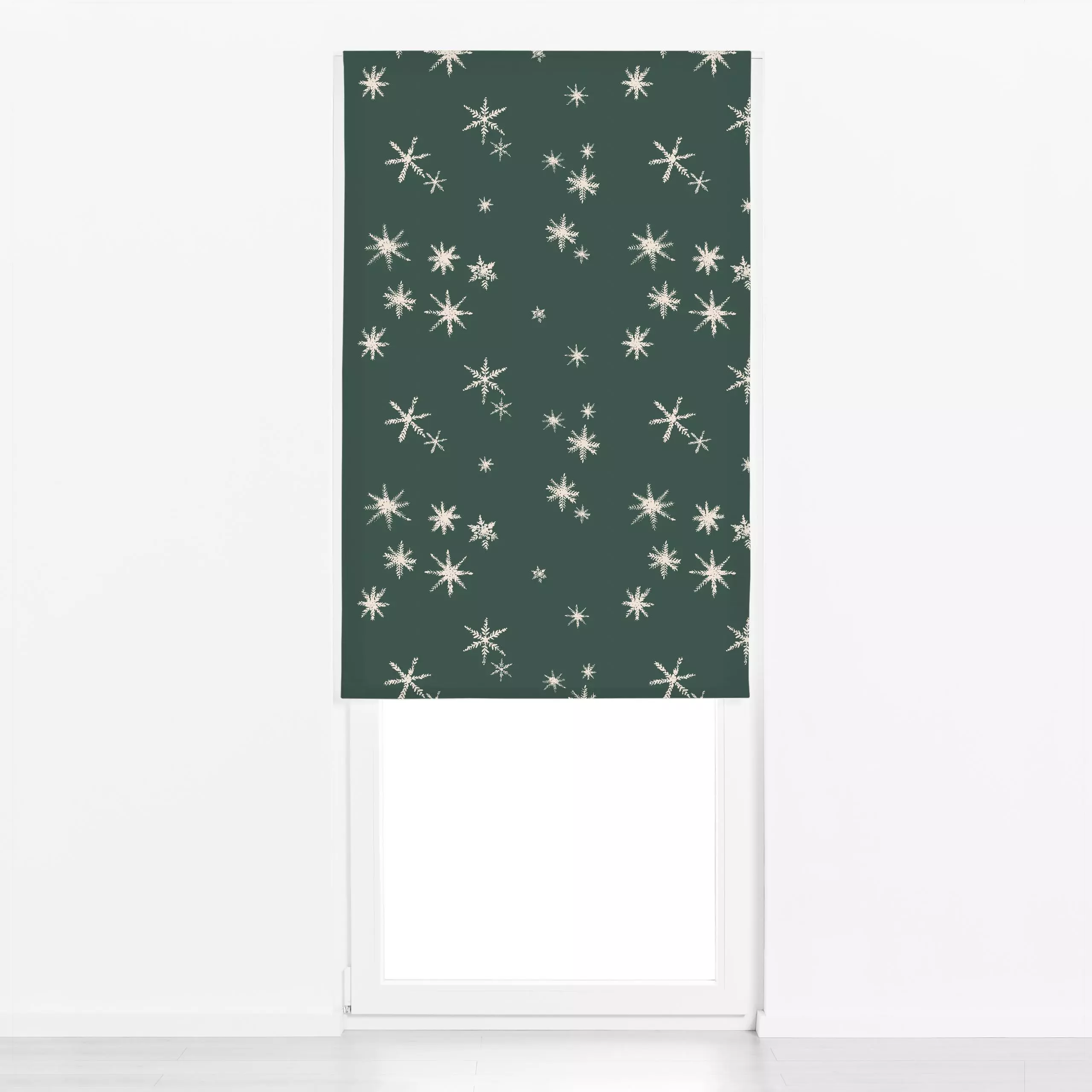 Raffrollo Die Schneeflocken fallen grün - Weihnachten, Winter - von „Julia Schumacher"; Kissen, Eis, Schneeflocken, Weihnach...