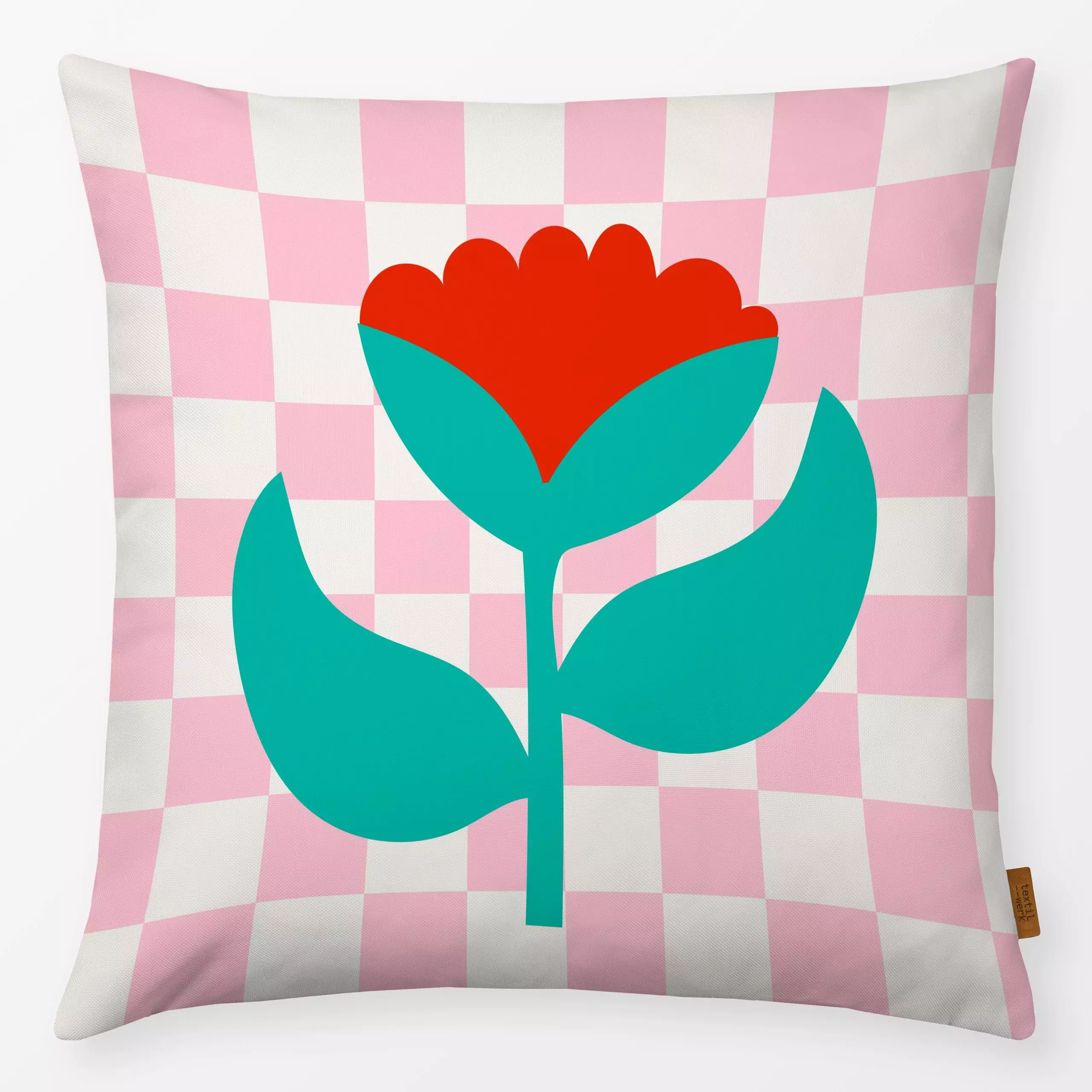Kissen Sweet Flower Pattern Green - Blumen & Florales, Pflanzen & Botanik - von „Jana Driver"; rosa, Blumen, rot, bunt, flow...