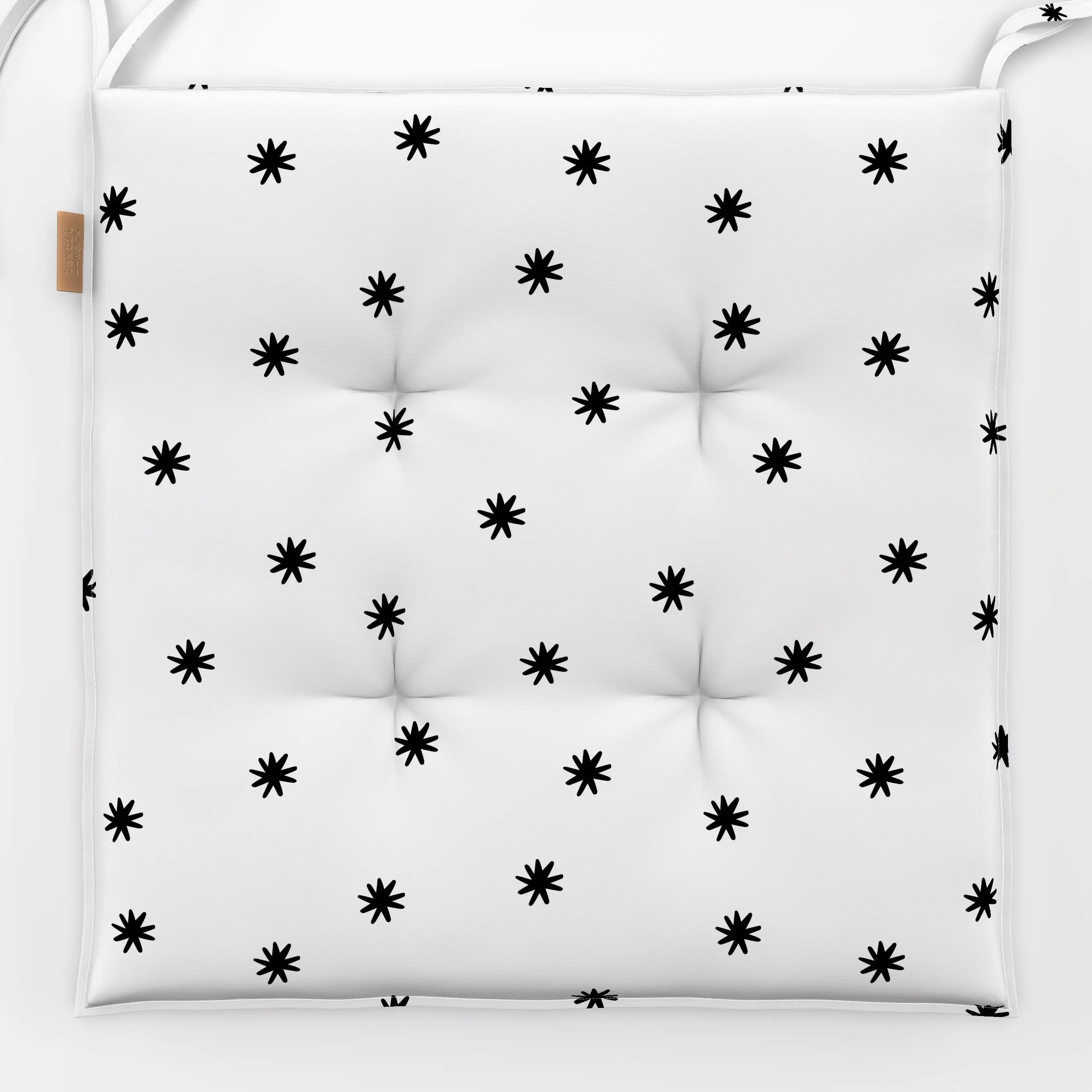 Sitzkissen Weihnachten Sterne schwarz - Weihnachten - von „Carolin Vonhoff"; minimal, Schneeflocken, Sterne, Weihnachten, Wi...