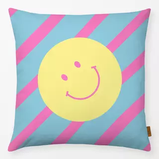 Kissen Streifen Smile Gelb