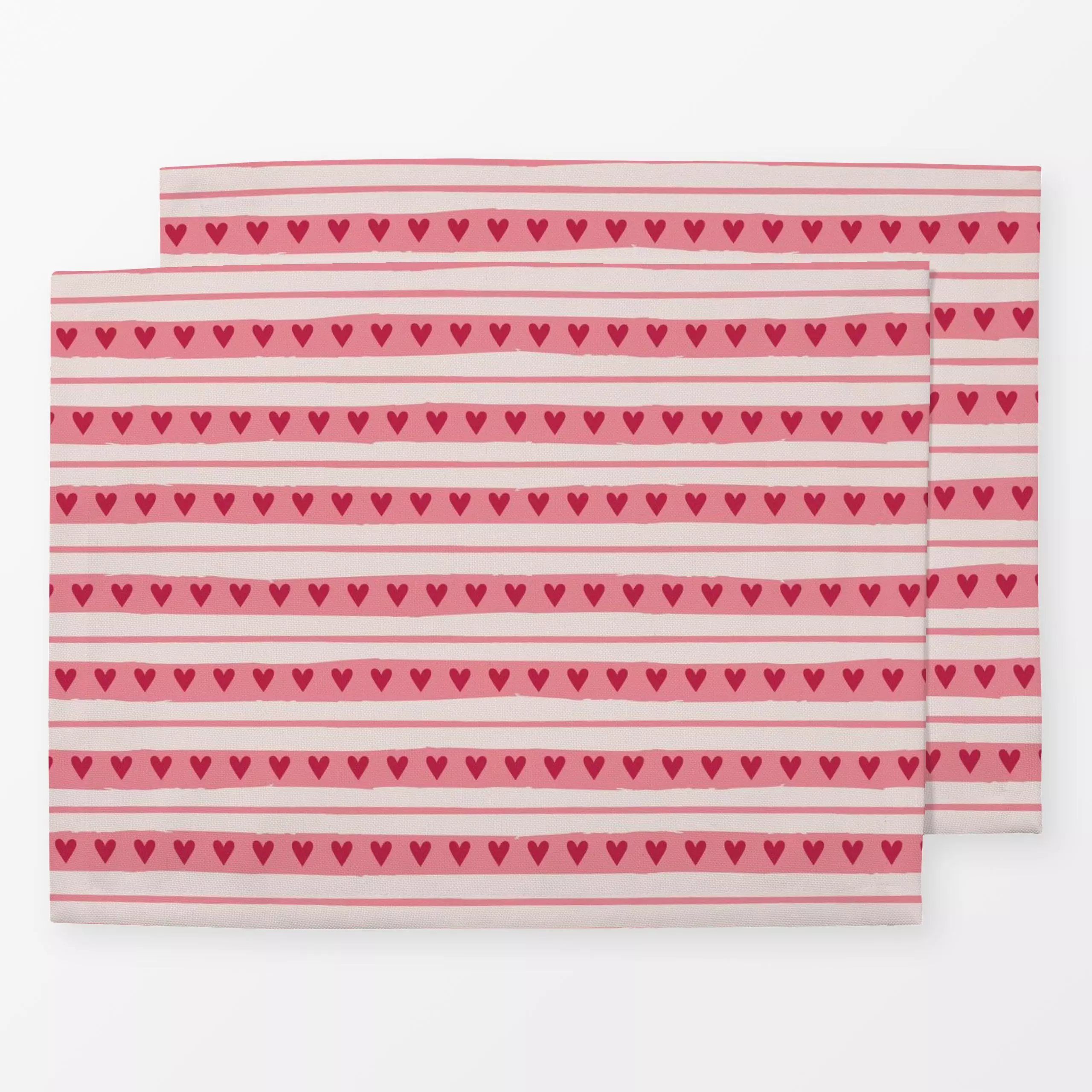 Tischset Streifen und Herzen Rosa, gemustert, Frühling, von DEINKI Studio