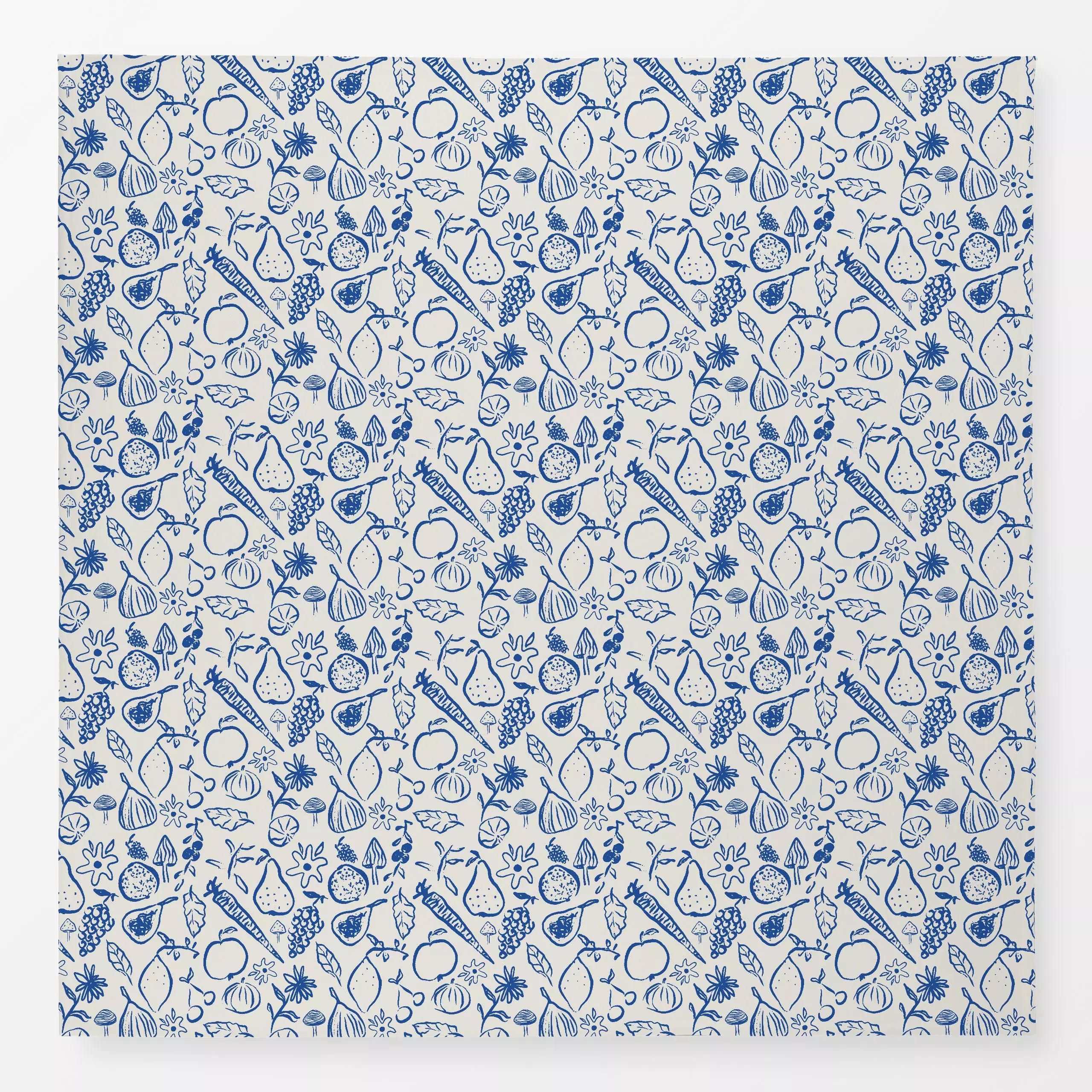 Tischdecke Herbst Gaben Blau - Herbst - von „Patries Elisabeth“; Obst, Natur, Gouache, Zeichnung, Linien, Garten, Herbst, Ge...