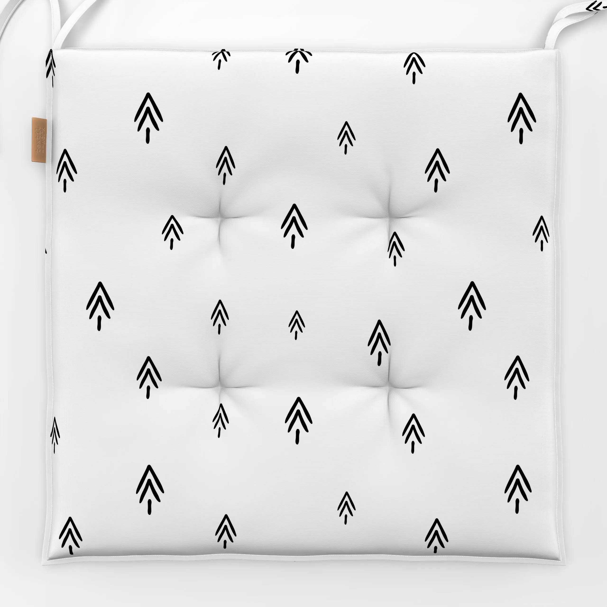 Sitzkissen Tanne Striche white - Weihnachten, Winter - von „Heyduda"; Muster, Zeichnung, Tanne, Weihnachten, Strichzeichnung...