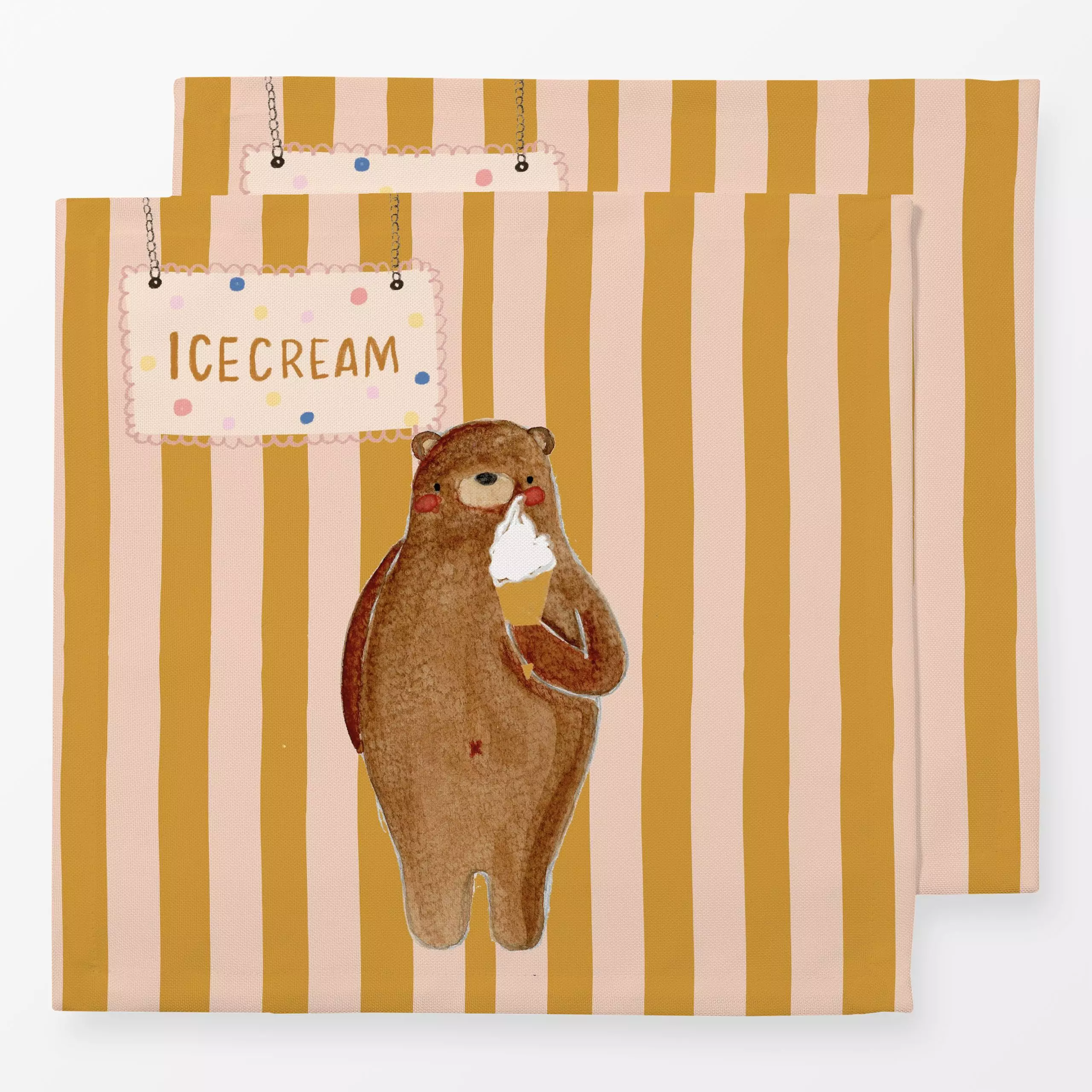 Servietten Summer vibes Ice cream - Kinderzimmer & Motive für Kinder, Sommer, Symbole & Muster - von „Lena Yokota"; Streifen...