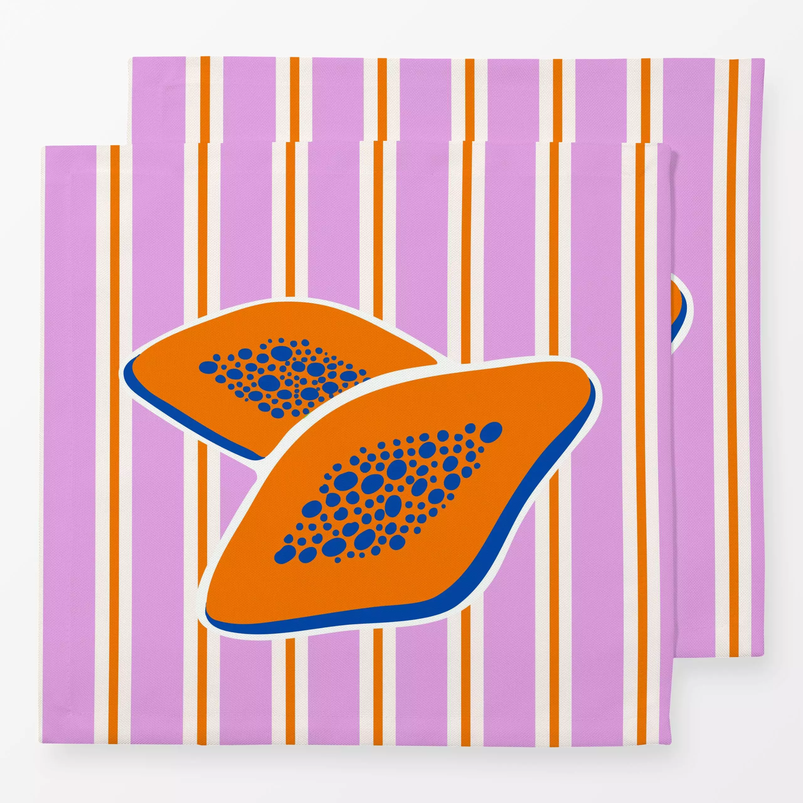 Servietten papaya stripes - Sommer, Symbole & Muster, Früchte - von „Patries Elisabeth"; Papaya, Frucht, Obst, blau, stripes...