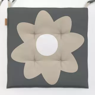 Sitzkissen Große Beige Blume Auf Grau