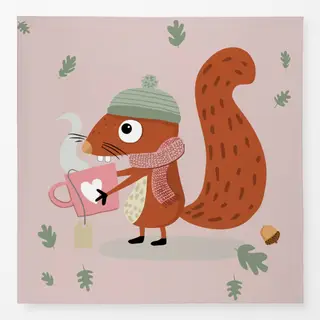 Tischdecke Eichhörnchen in rosa