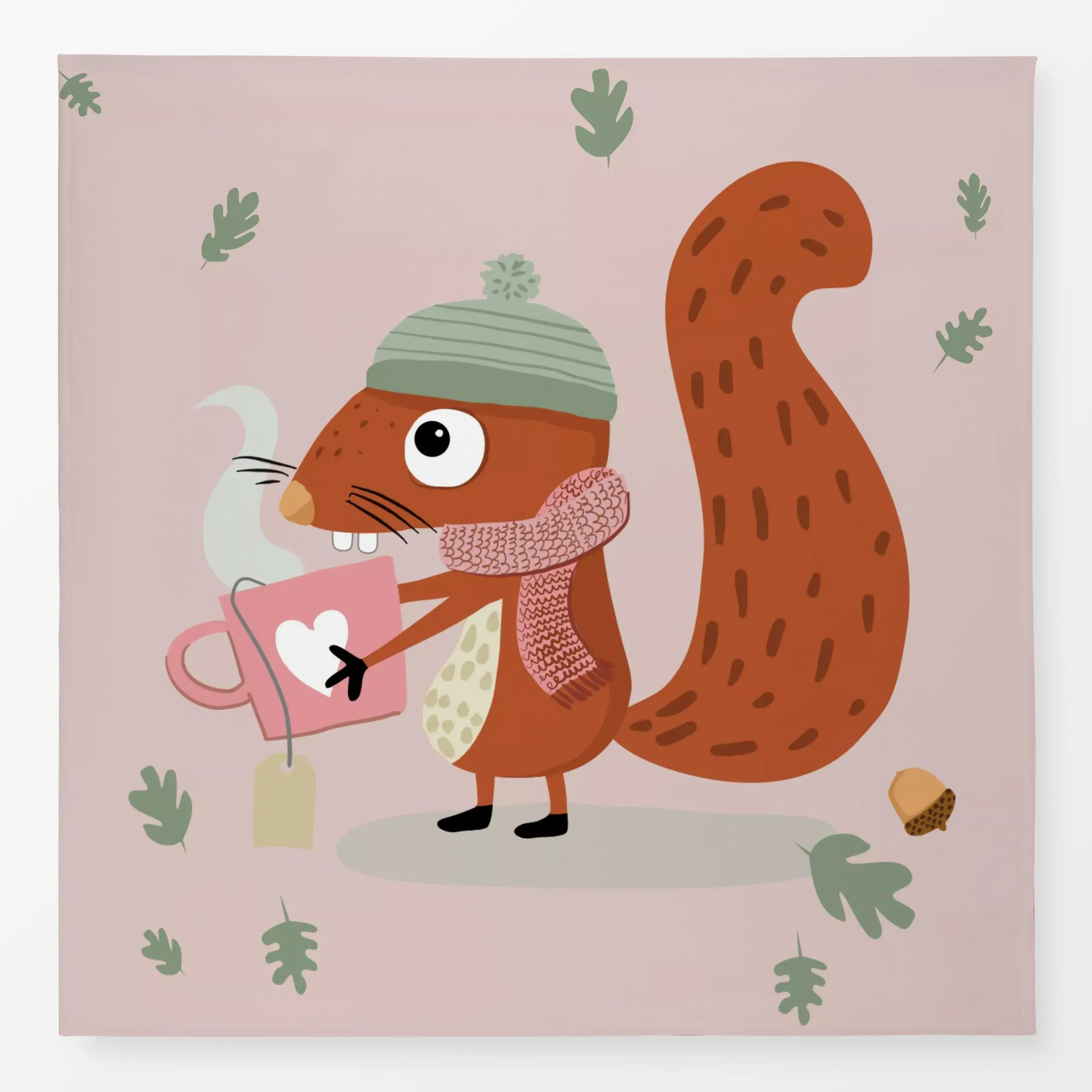 Tischdecke Eichhörnchen in rosa - Herbst, Kinderzimmer & Motive für Kinder, Tiere - von „Heyduda"; Illustration, Kinder, Zei...