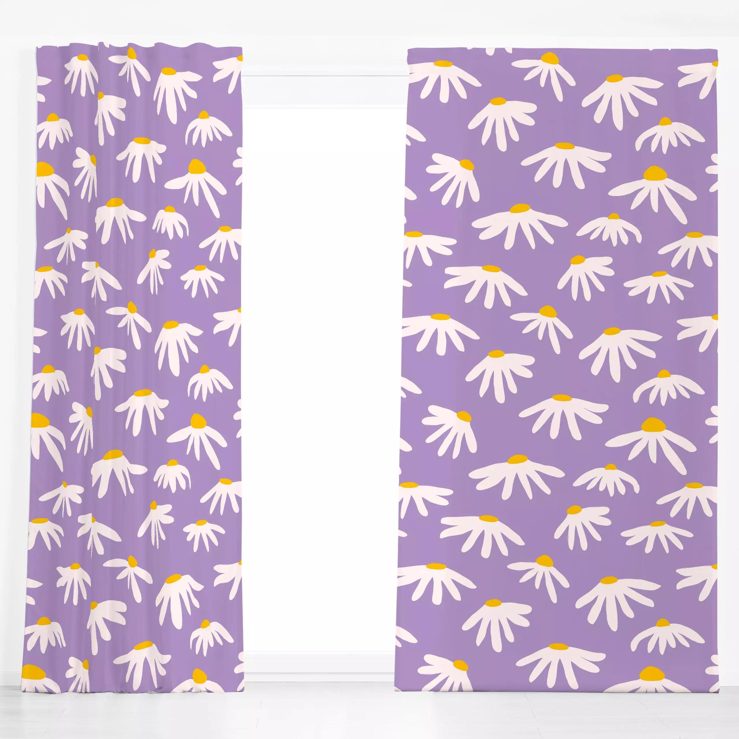 Dekovorhang Graphic Bold Flowers Lilac - Blumen & Florales, Frühling, Sommer - von „Ninola Design "; graphisch, Retro, Somme...