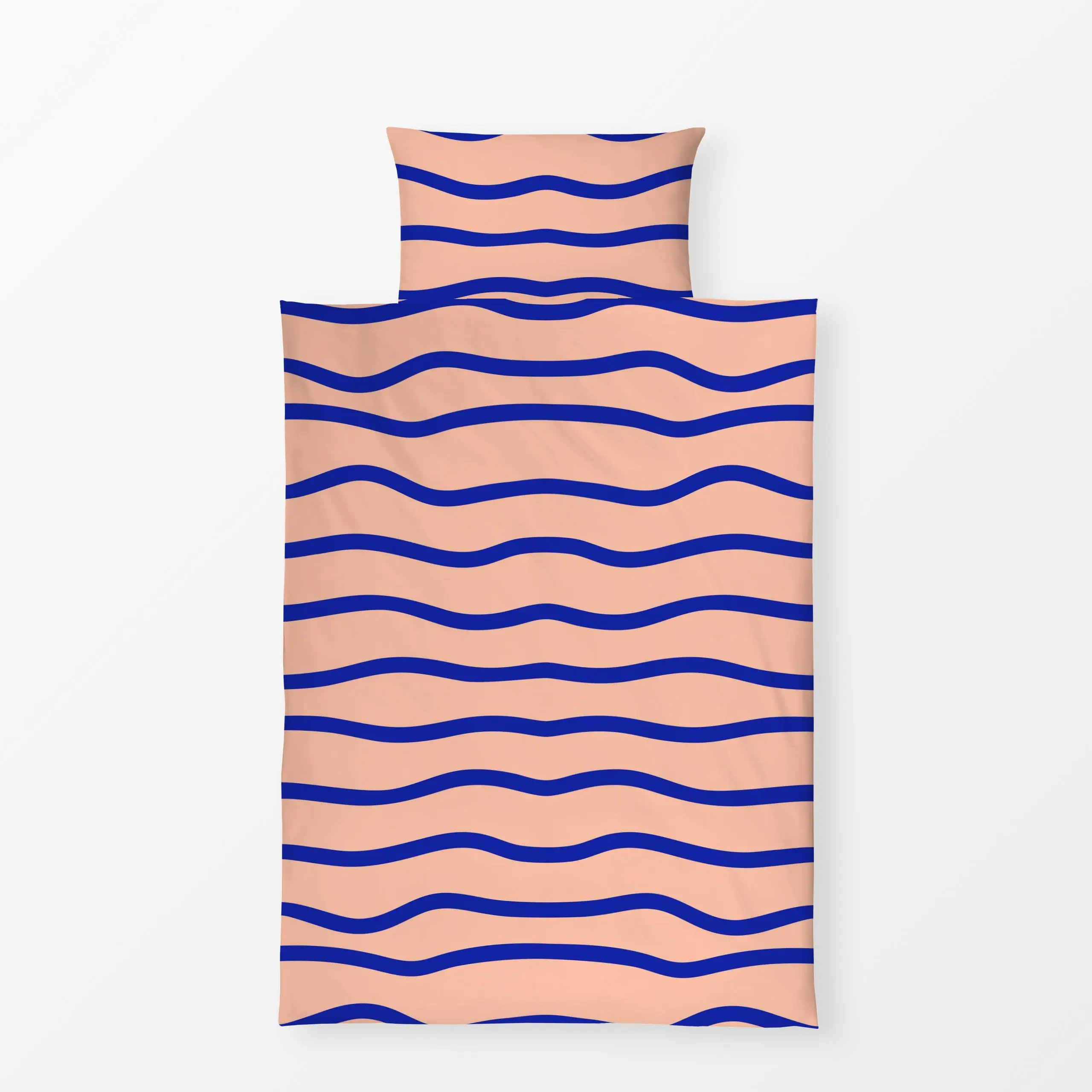 Bettwäsche Coastal summer wellen blau - Natur & Landschaft, Sommer, Symbole & Muster - von „Carolin Vonhoff"; Papaya, Streif...