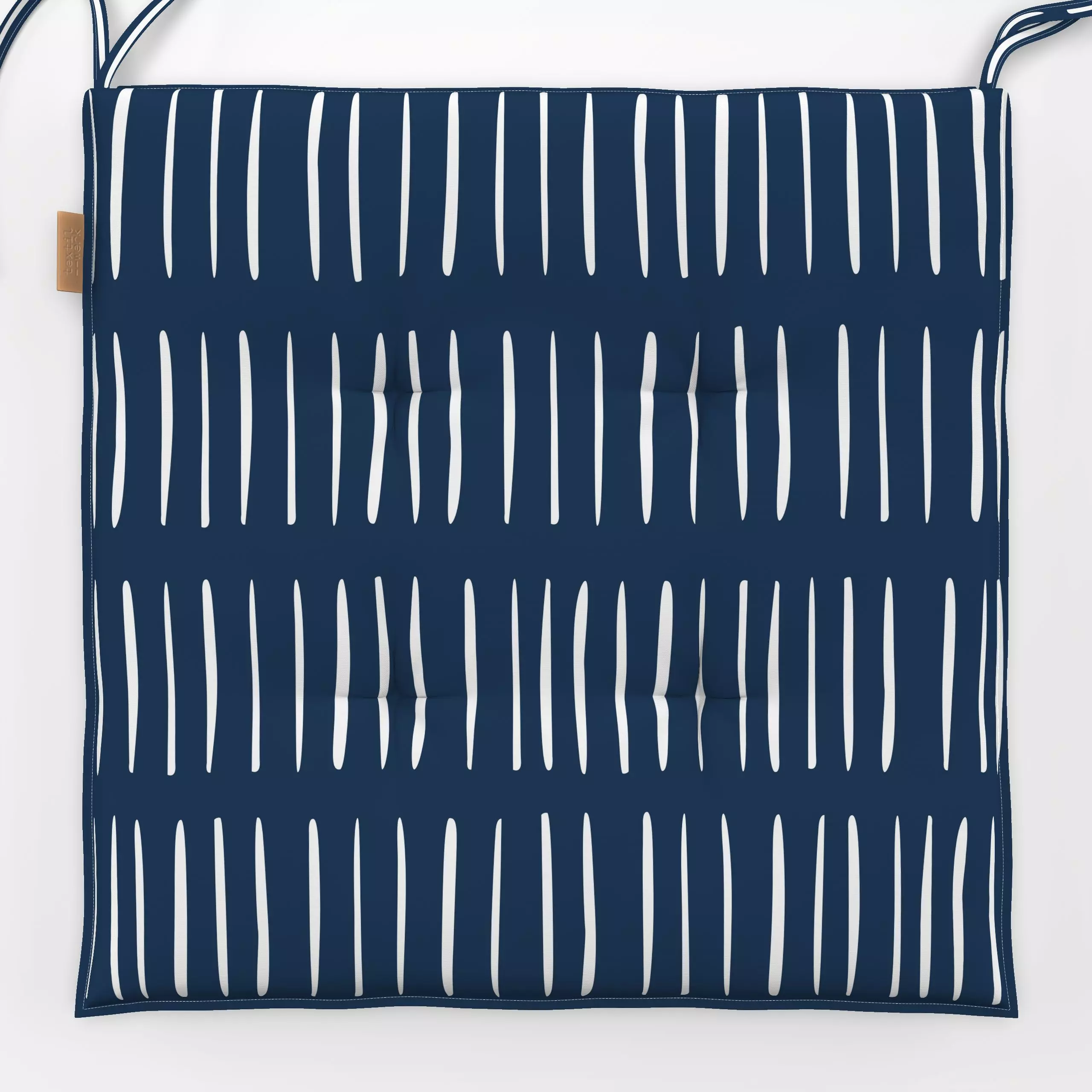 Sitzkissen Strokes navy - Symbole & Muster - von „Katrin Graff"; minimal, linie, Streifen, Meer, Surfen, Sommer, maritim, na...