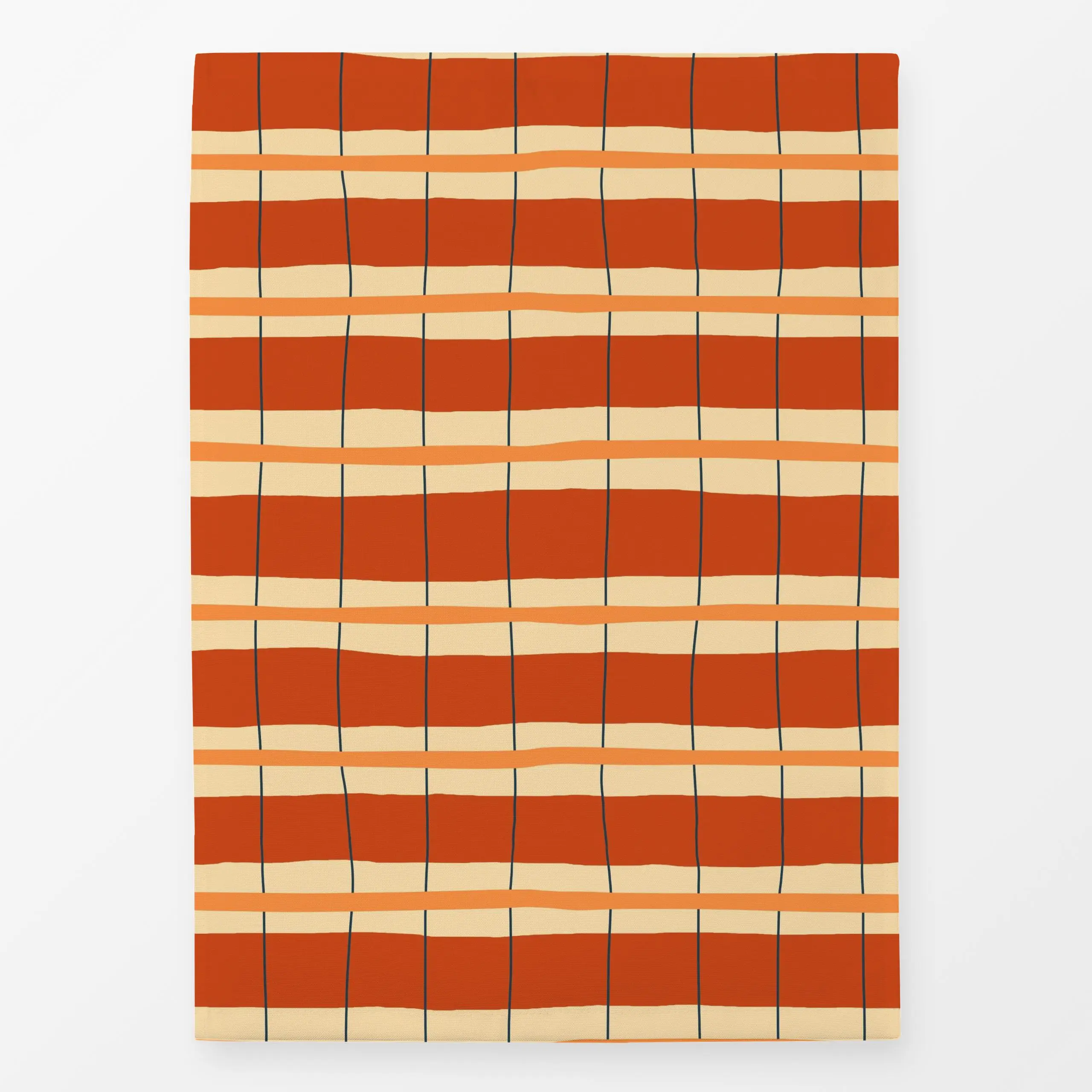 Geschirrtücher Santorini Playful Stripes - Symbole & Muster - von „By Anna Sienna"; Retro, Orange, rot, kariert, stripes, ge...