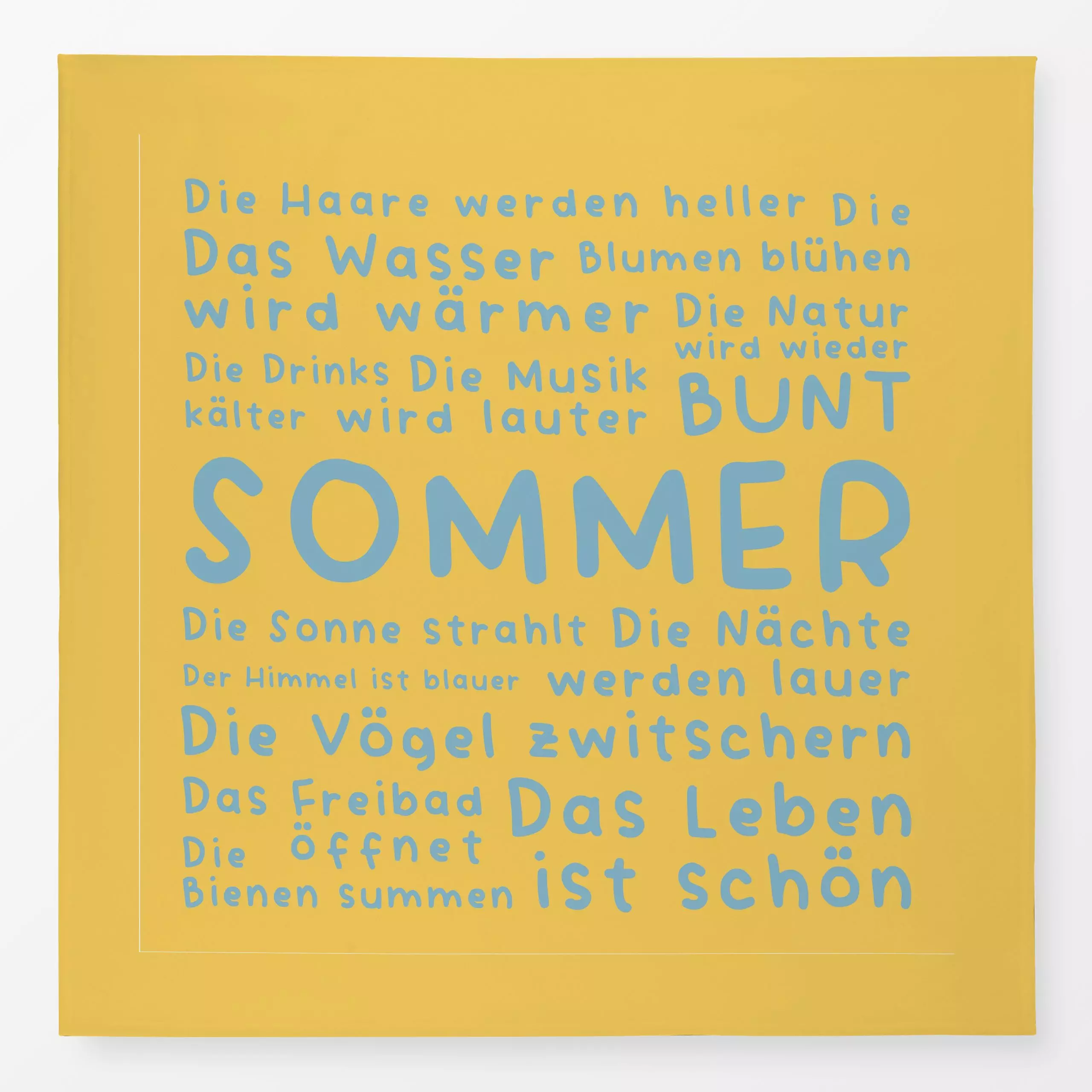Tischdecke SOMMER VIBES - gelb blau - Sommer, Sprüche & Schriftzüge, Anlässe - von „Heyduda“; Garten, Sonne, Sommer, Liebe, ...