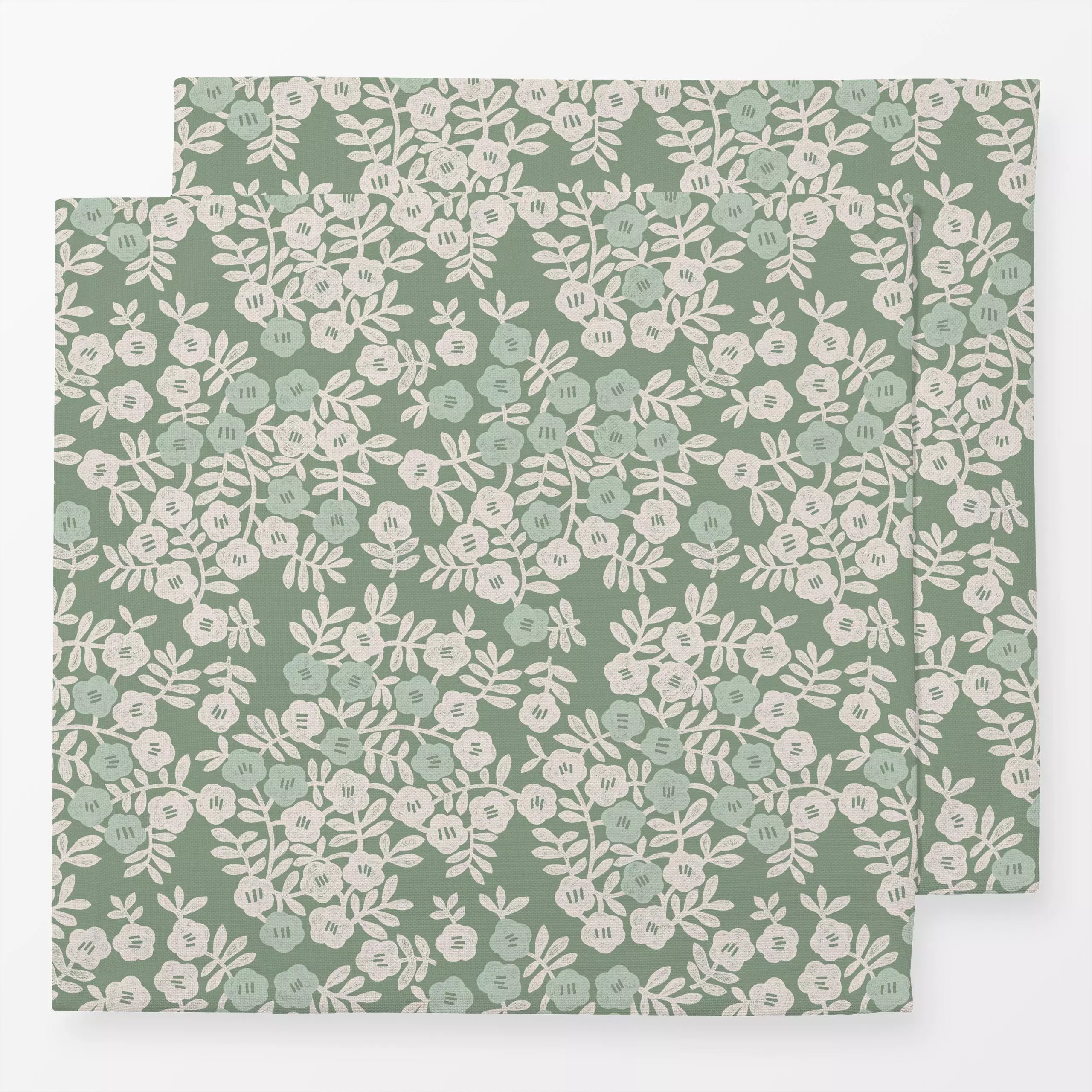 Servietten Small Blossoms green - Blumen & Florales, Sommer - von „Studio Kesse"; Natur, Trockenblumen, Pflanzen, Garten, So...