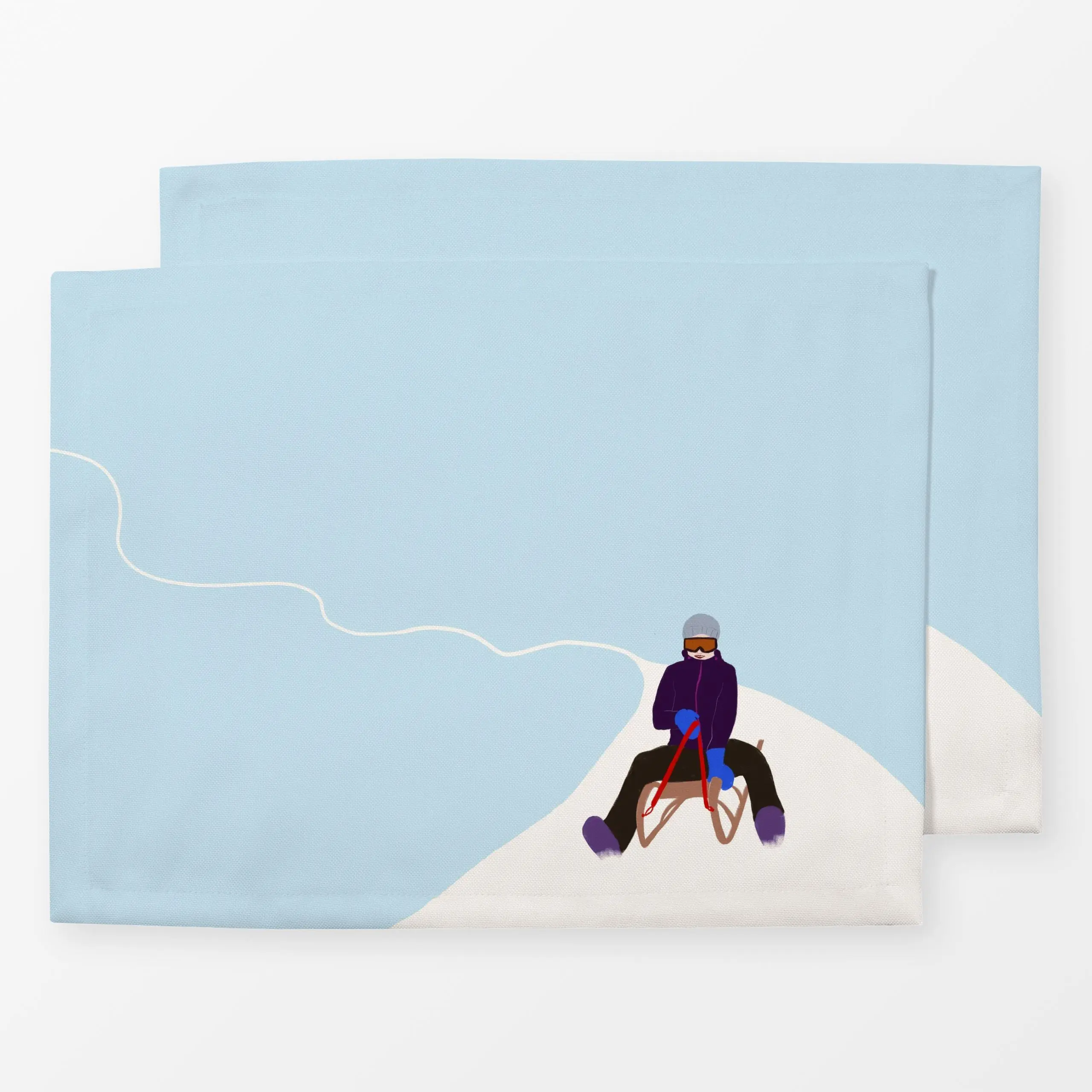 Tischset Schlitten fahren - Sport, Winter - von „Sophie Augustin Illustration"; Winter, Schnee, Sport, Wintersport, winterli...