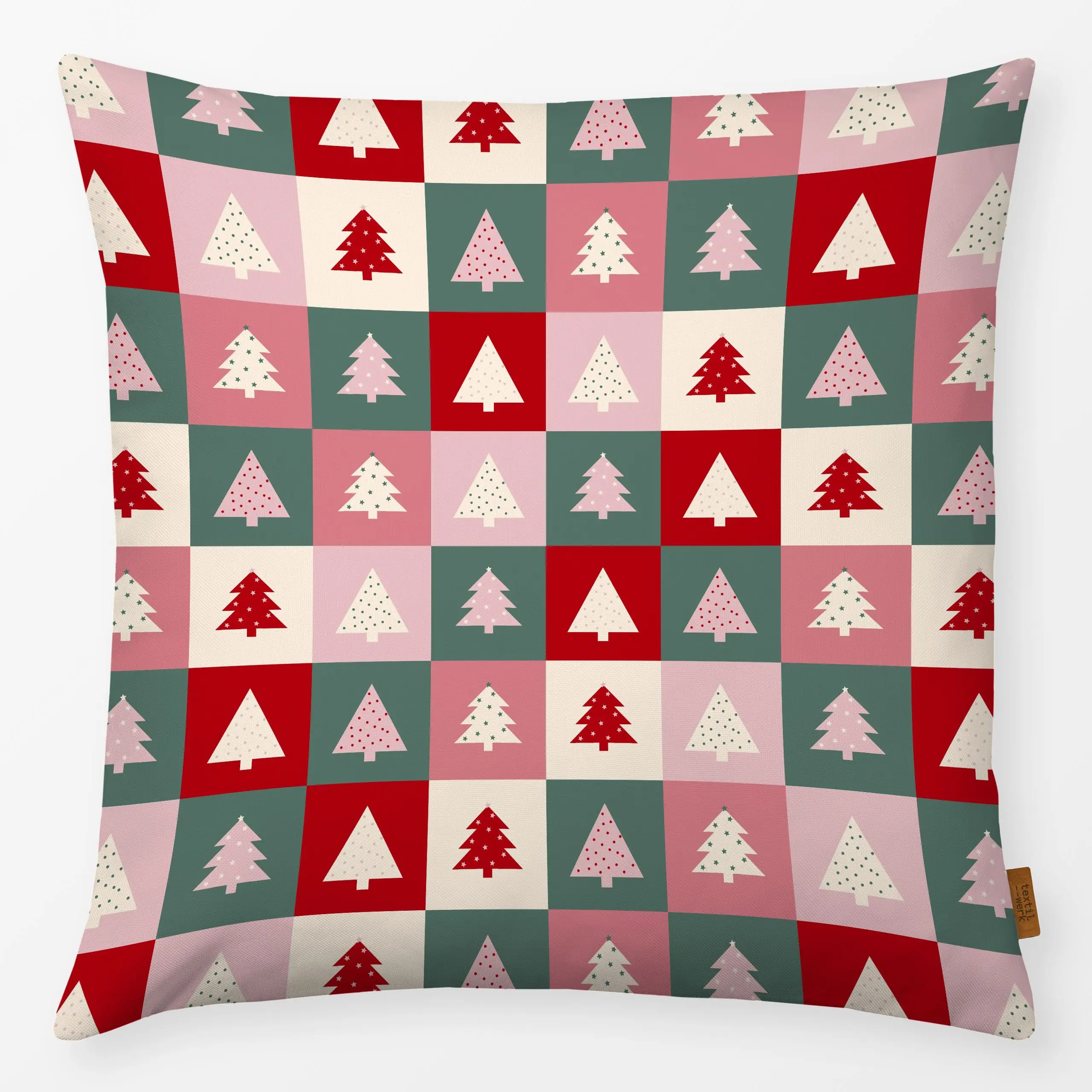 Kissen Xmas - Weihnachtsbäume - Weihnachten - von „Kathrin Löffler"; Punkte, Geometrisch, Tannenbaum, Weihnachtsbaum, Sterne...