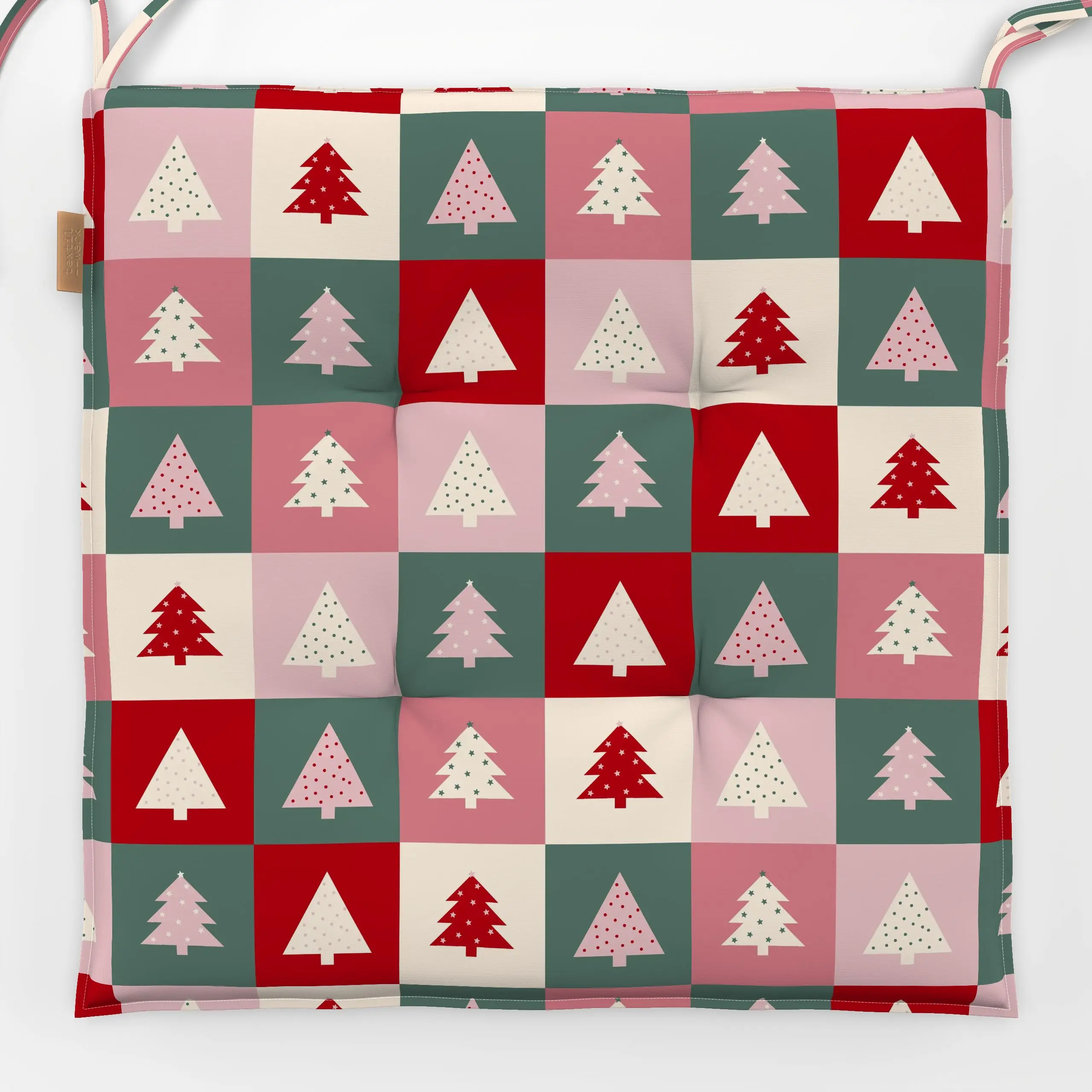 Sitzkissen Xmas - Weihnachtsbäume - Weihnachten - von „Kathrin Löffler"; Punkte, Geometrisch, Tannenbaum, Weihnachtsbaum, St...