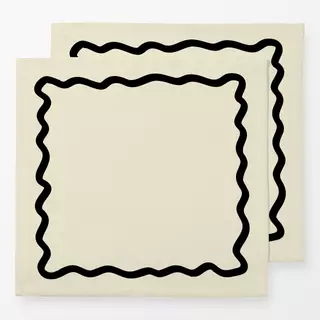 Servietten Wellenrand Beige Black