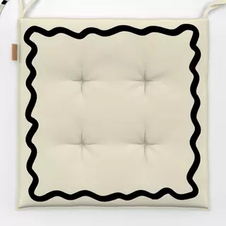 Sitzkissen Wellenrand Beige Black