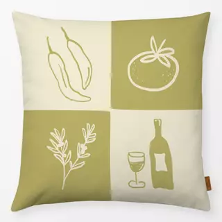 Kissen Pizza Pasta Quartett Green