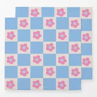 Servietten Flower Checks Babyblau