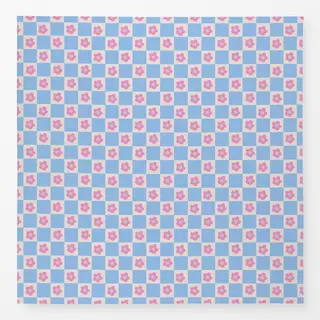 Tischdecke Flower Checks Babyblau