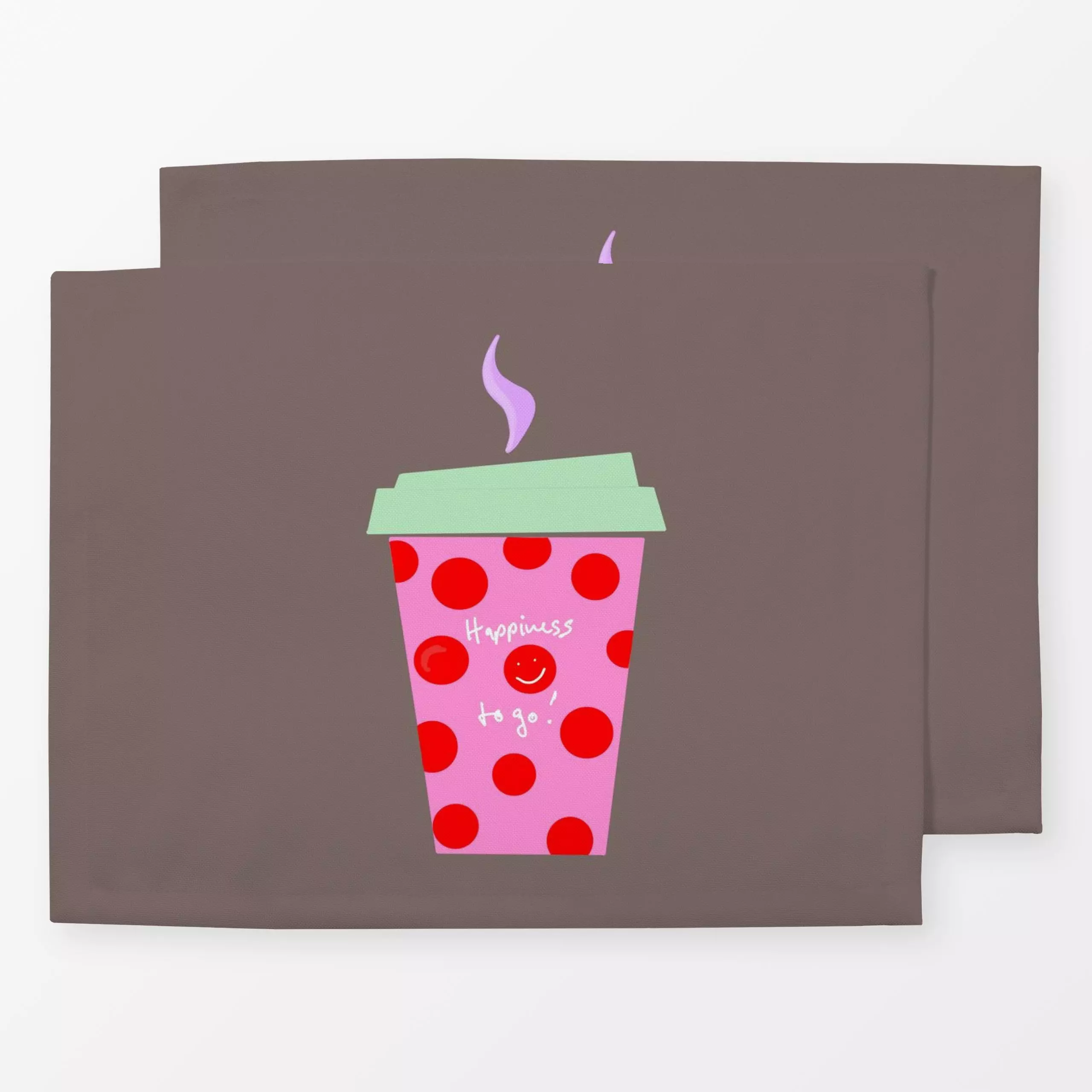 Tischset Happiness to go - Sprüche & Schriftzüge, Symbole & Muster, Küche, Essen & Trinken - von „Ute Arnold"; Kaffee, Coffe...