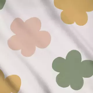 Meterware Green Yellow Pink Daisies