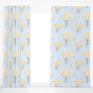 Dekovorhang Blumenstrauss Hellblau Spring