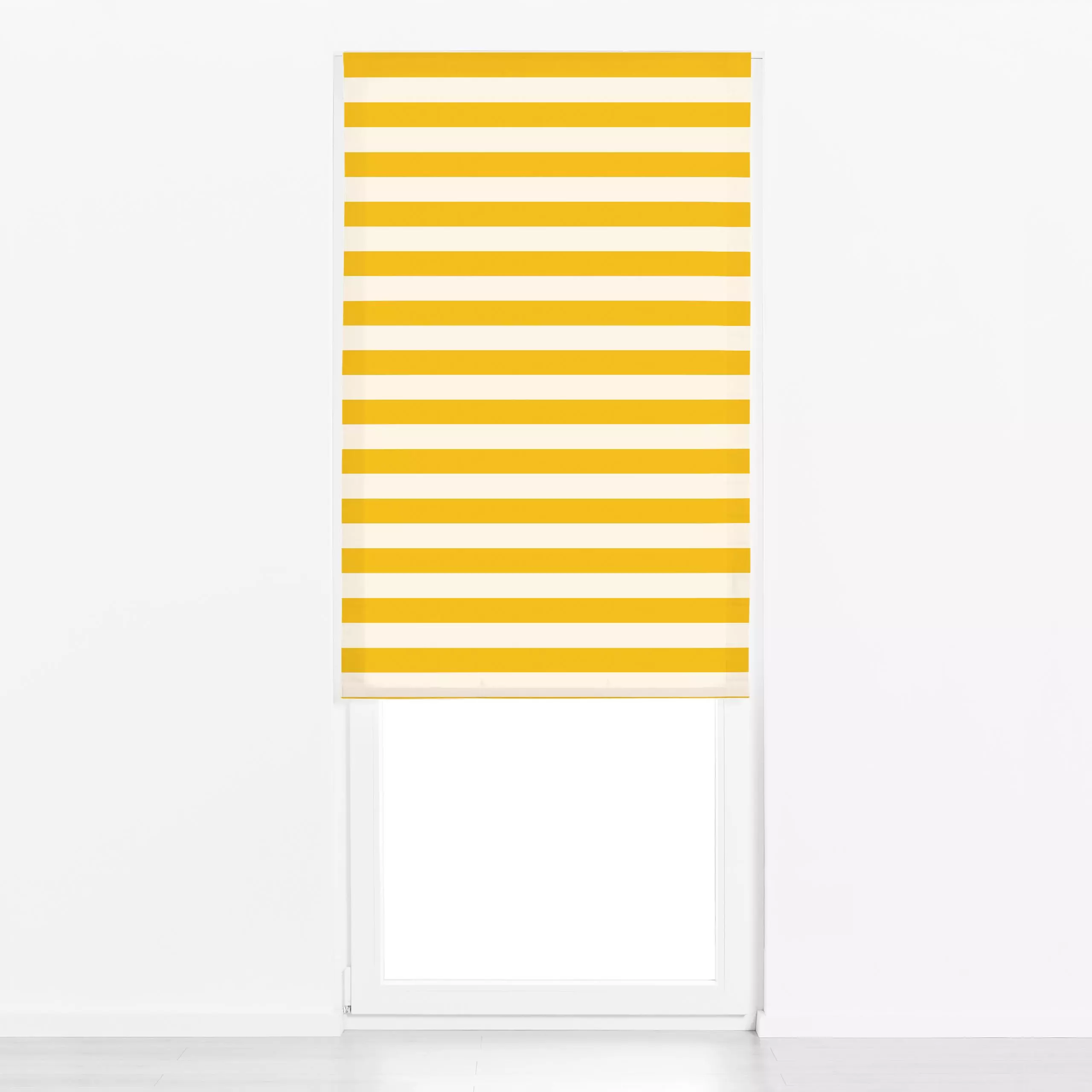 Raffrollo Streifen Gelb & Beige - Symbole & Muster - von „Lisa Jasmin Bauer"; minimal, Linien, abstrakt, Streifen, minimalis...