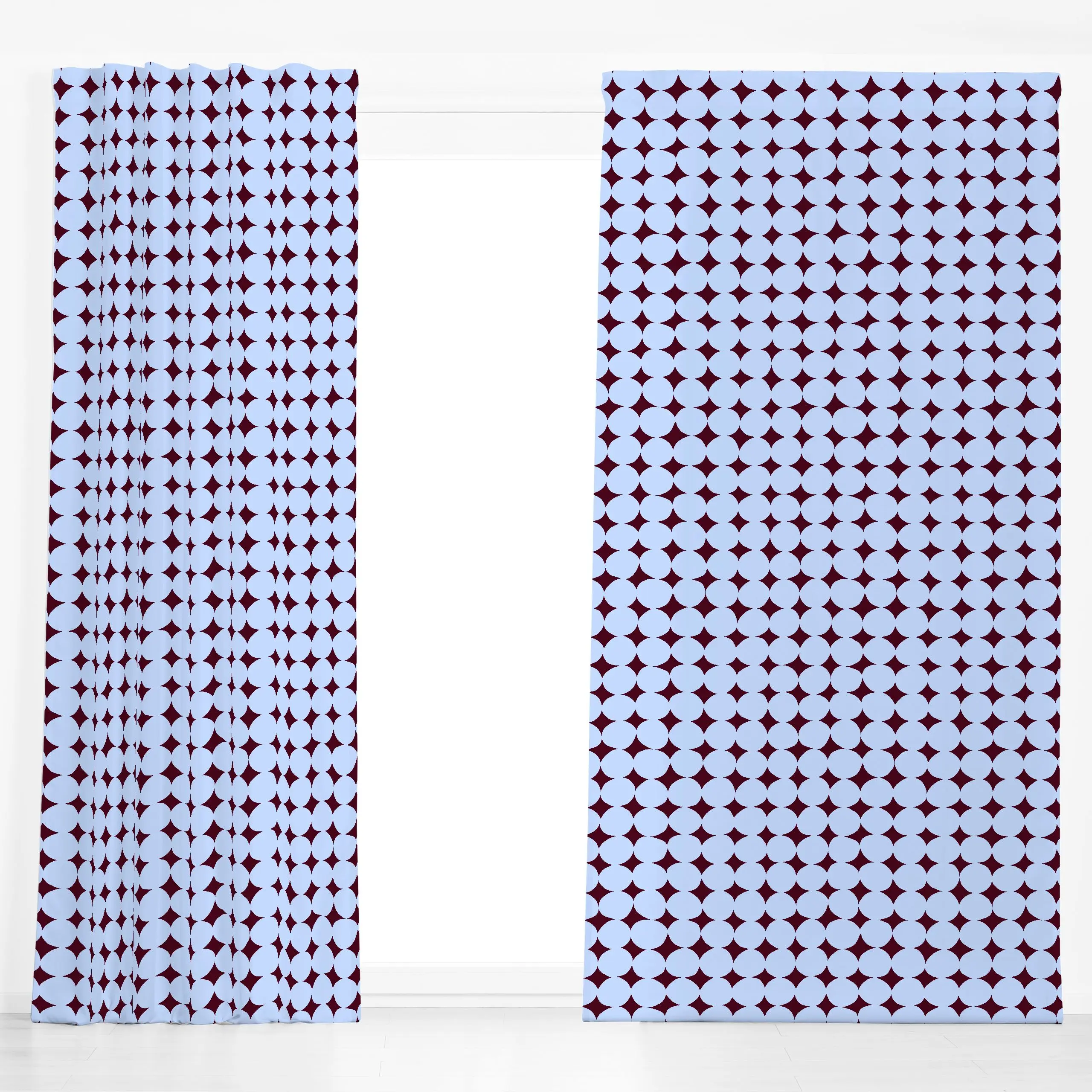 Dekovorhang Organische Kreise Blau - Symbole & Muster - von „Sophie Augustin Illustration"; Muster, Punkte, Kreise, Dots, sc...