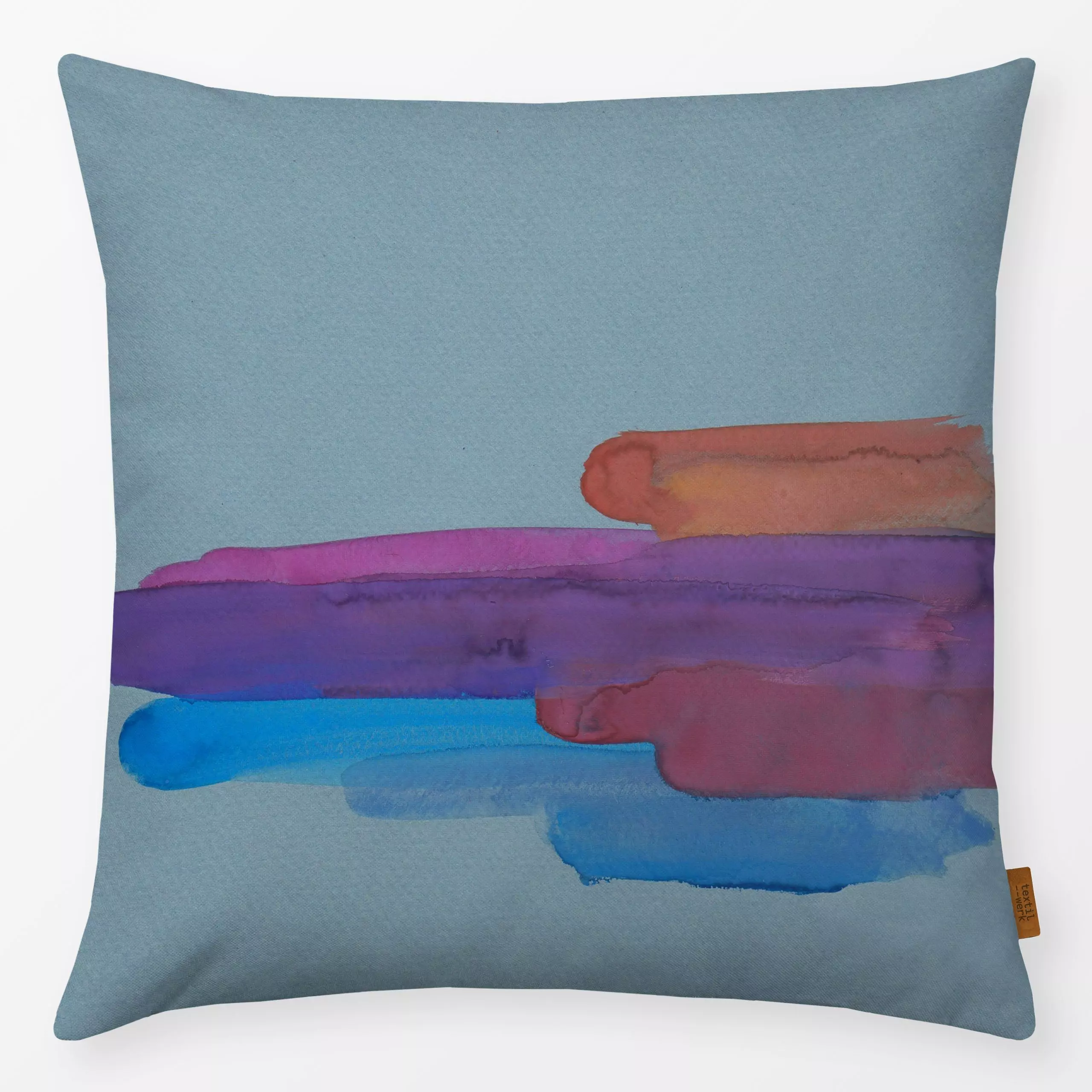 Kissen ARTY 5 - Symbole & Muster - von „Iris Knabenschuh Textildesign"; Wasserfarben, Aquarell, abstrakt, Pinselstrich, Herb...
