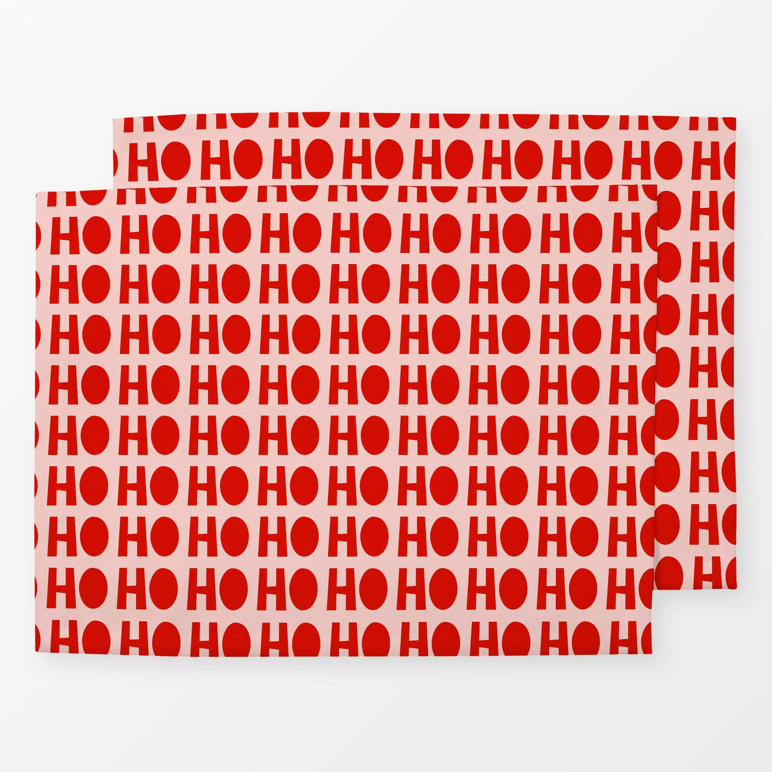 Tischset HO HO HO - Sprüche & Schriftzüge, Weihnachten - von „Lisa Jasmin Bauer"; rosa, Weihnachten, typografie, rot, weihna...