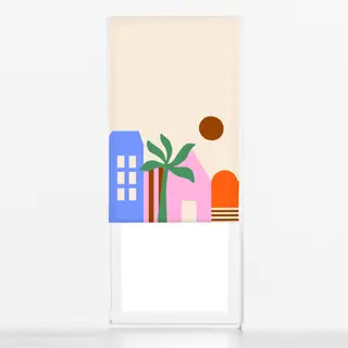 Raffrollo Tropical City Häuser