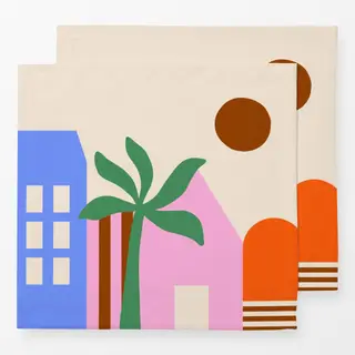Servietten Tropical City Häuser