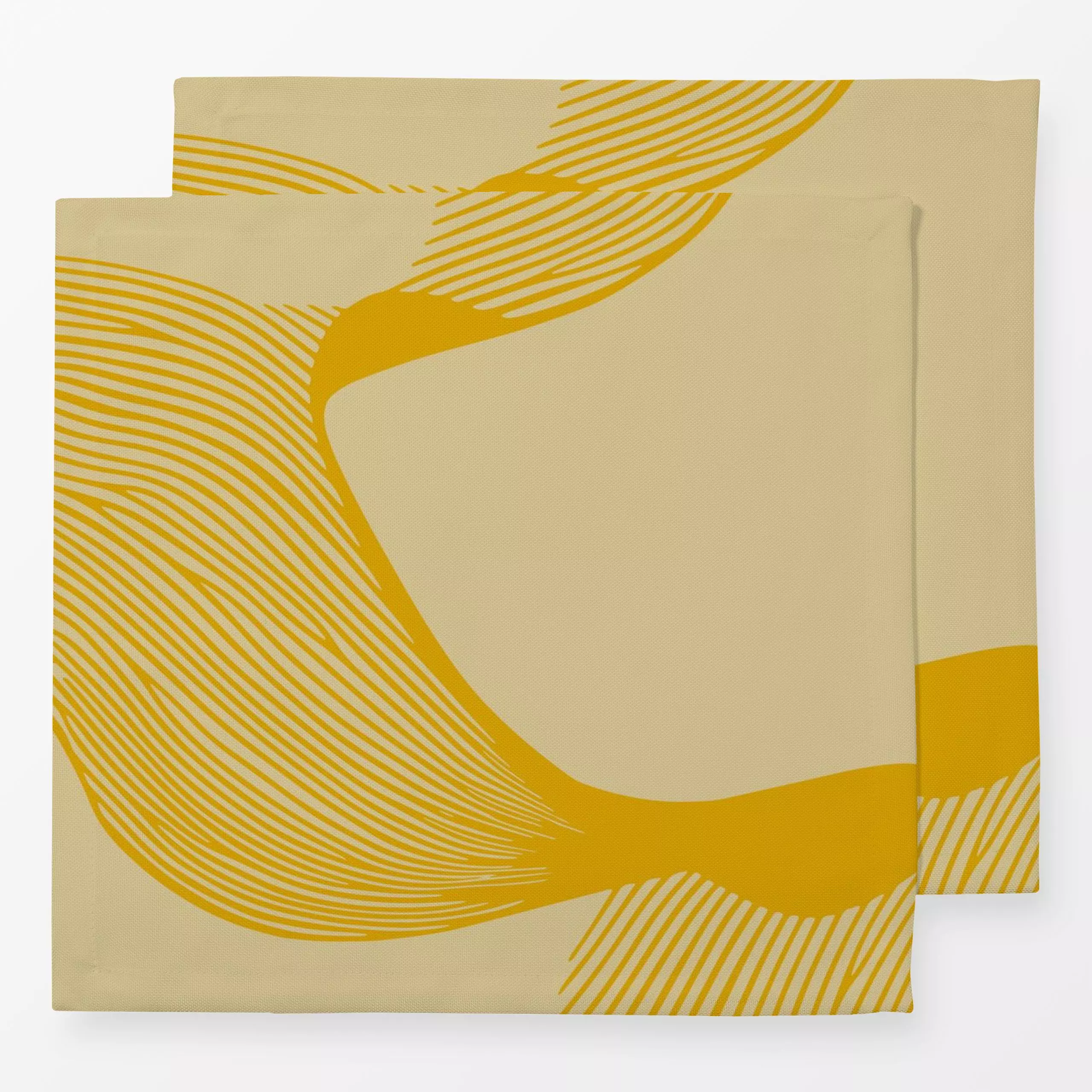 Servietten Gelb Organische Linien 02 - Symbole & Muster - von „BOUDOIR BOBO"; Linien, abstrakt, formen, gelb, organisch, abs...