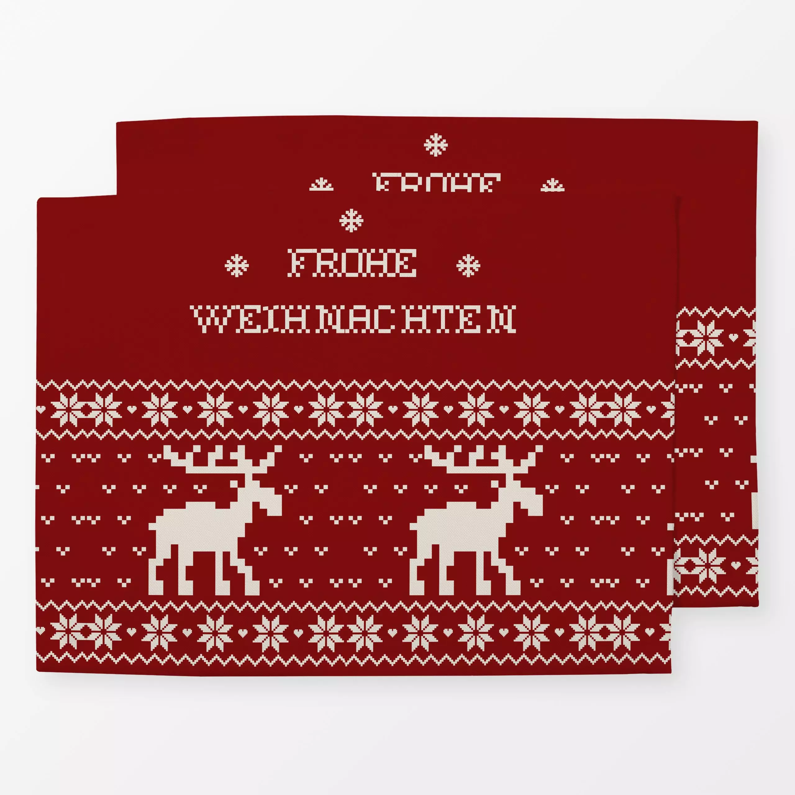 Tischset Frohe Weihnachten rot sand - Sprüche & Schriftzüge, Weihnachten, Winter - von „Uta Naumann"; boho, Retro, Rentier, ...