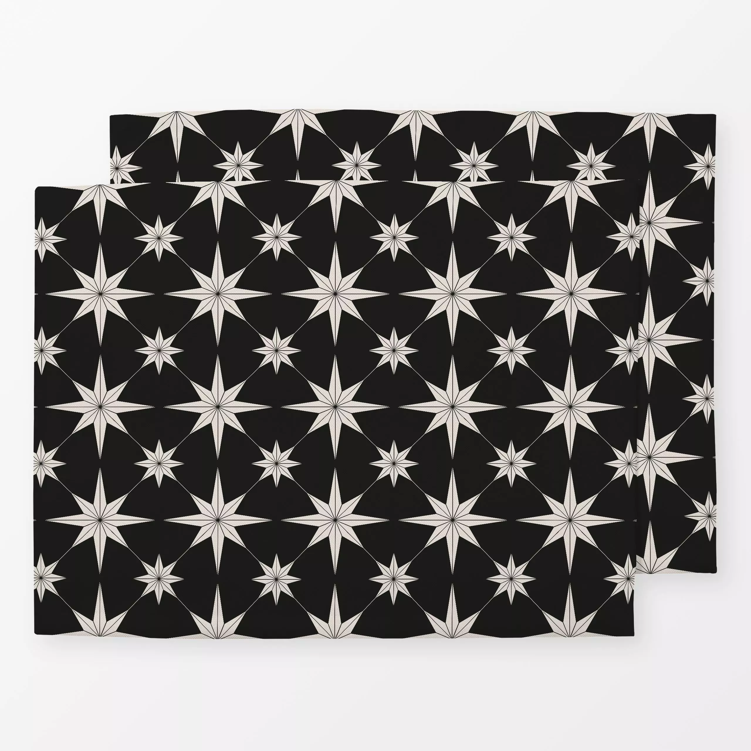Tischset Boho Paper Stars black - Weihnachten, Winter - von „Karen Menzenbach"; schwarz, abstrakt, Sterne, Weihnachten, graf...