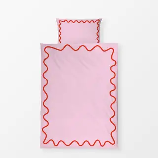 Bettwäsche Wellenrand Rosa Rot