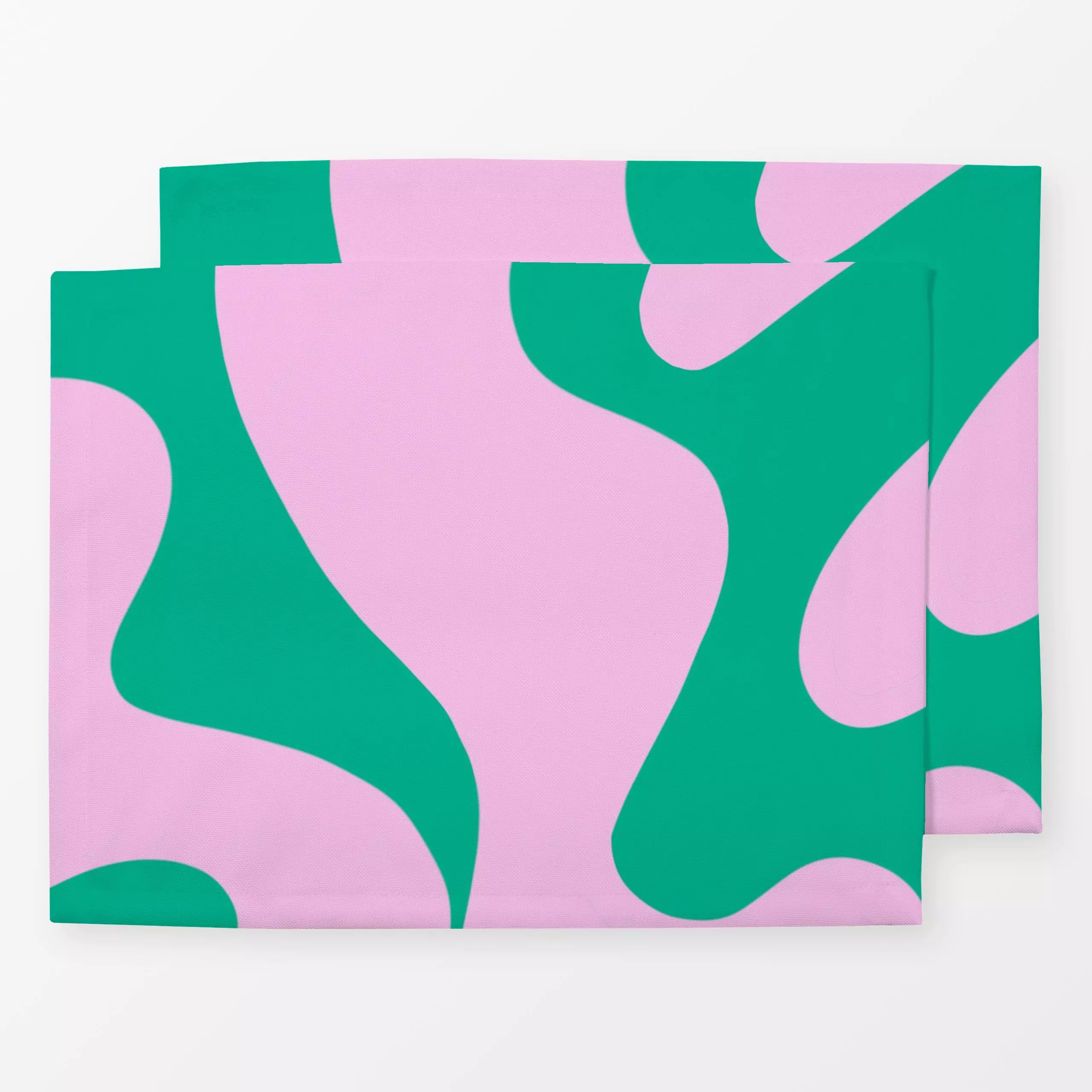 Tischset Summer Shapes Swirl Grün Rosa - Symbole & Muster - von „Studio ROSAGRAU"; boho, rosa, Retro, Sommer, Shapes, wellen...