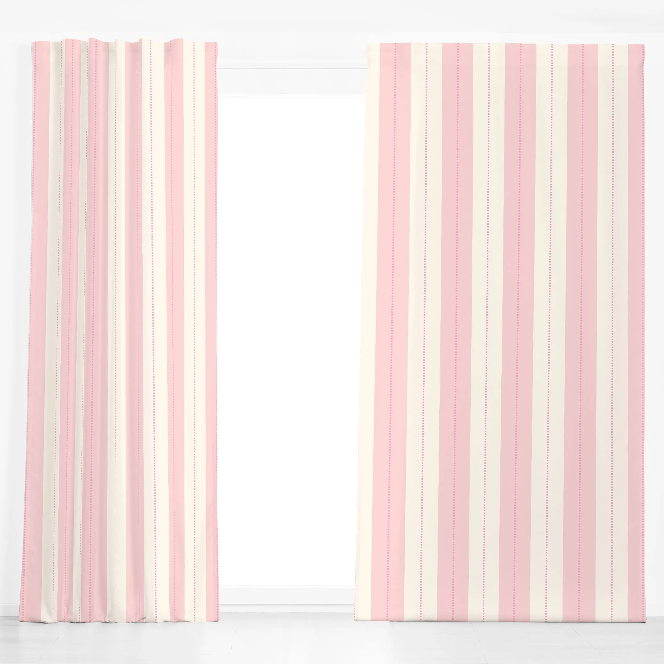 Dekovorhang Nadelstreifen Rosa - Frühling, Symbole & Muster - von „Jana Moßmann"; Streifen, Fruehling, gestreift, spring, Na...