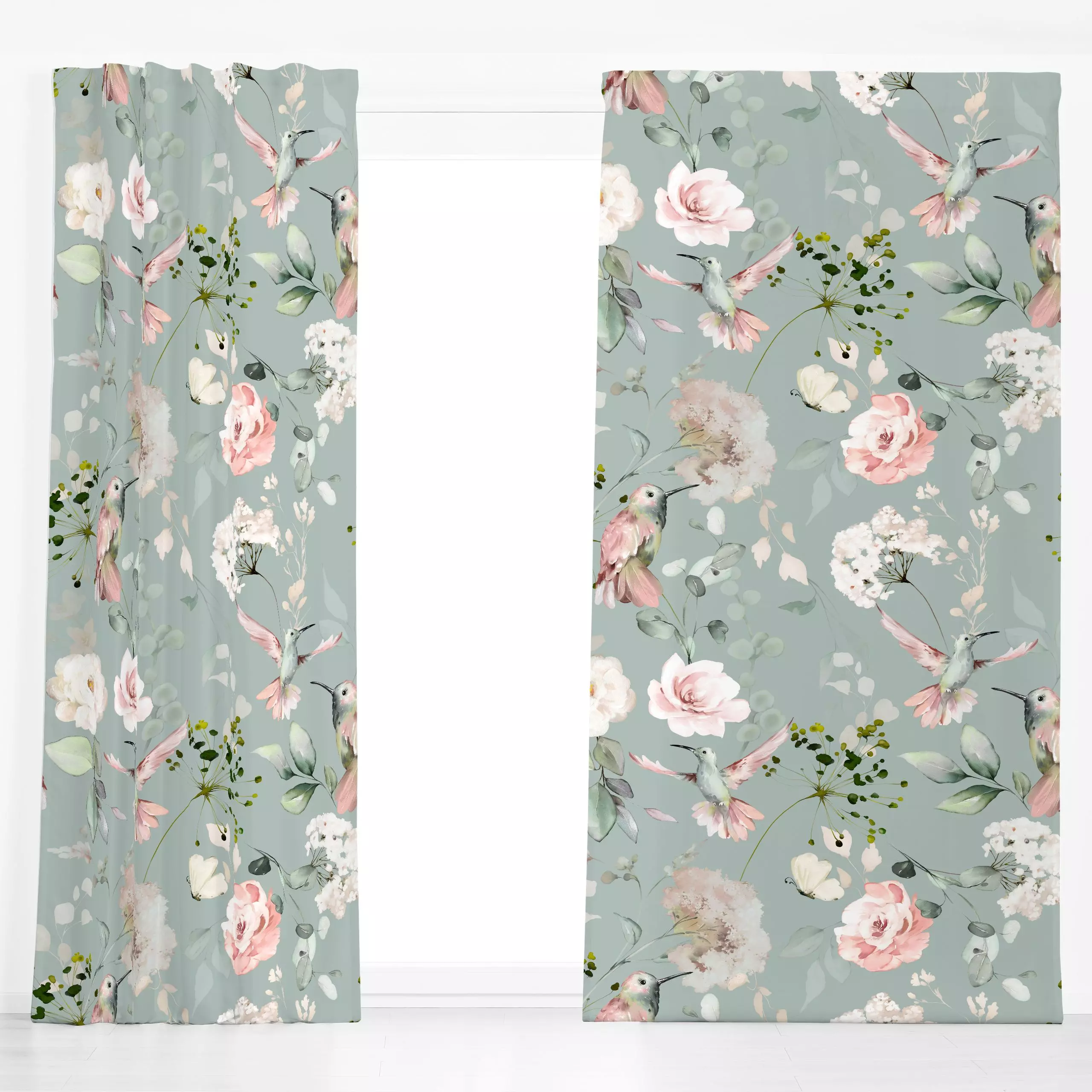 Dekovorhang Vintage Rosengarten - Blumen & Florales, Pflanzen & Botanik - von „Uta Naumann"; boho, Natur, Blumen, Rosen, Som...