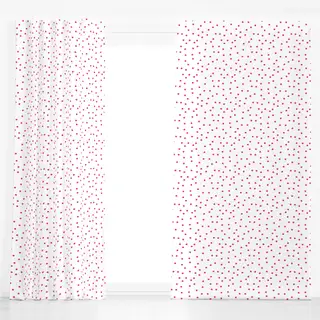 Dekovorhang Punkte pink auf weiß