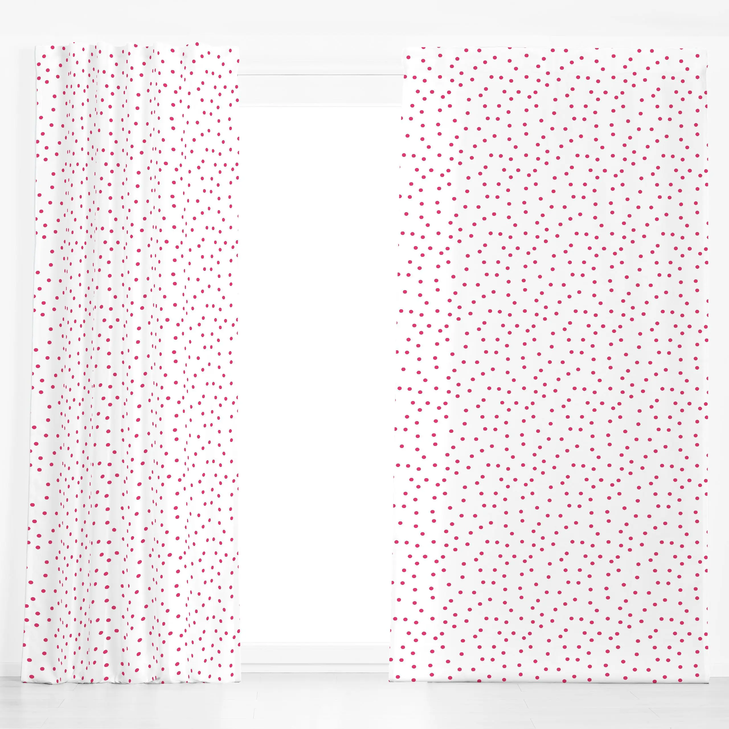 Dekovorhang Punkte pink auf weiß - Symbole & Muster - von „Kathrin Löffler"; Punkte, Dots, pink, gepunktet, kleinePunkte, Po...