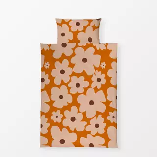 Bettwäsche Beige Blumen Auf Orange