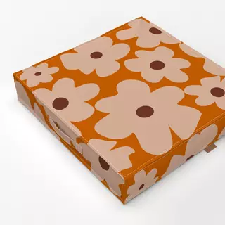 Bodenkissen Beige Blumen Auf Orange