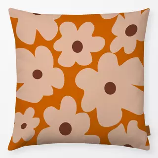 Kissen Beige Blumen Auf Orange