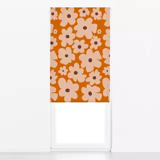 Raffrollo Beige Blumen Auf Orange